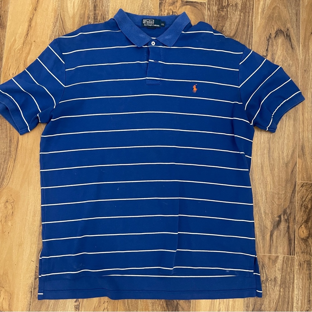Ralph Lauren Polo // Blue with White Stripes // Red Jockey // Size XL men